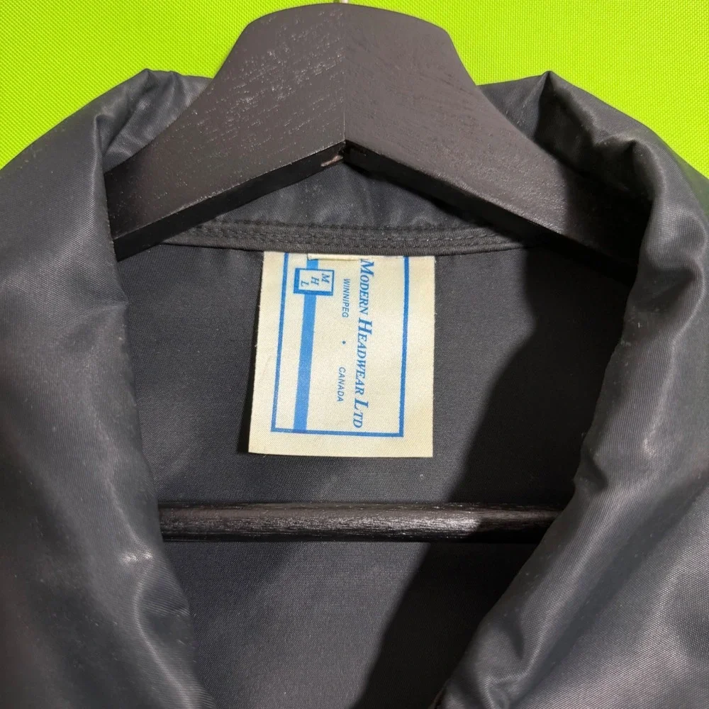 Vintage 80s Budget Rent a Car Jacket Large Modern Headwear Ltd Navy Blue Zip Up